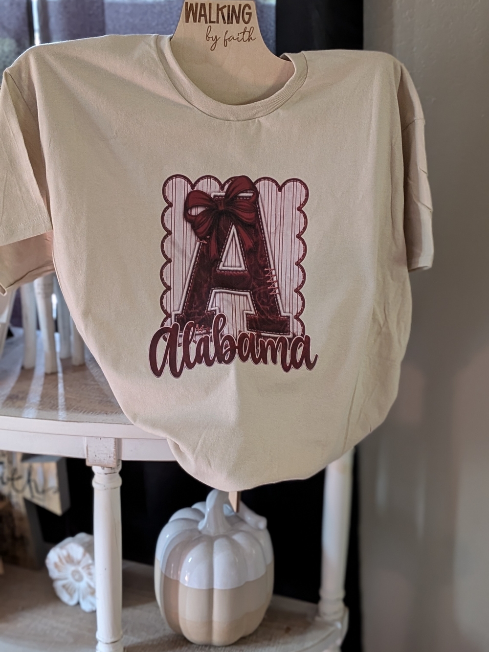 Alabama Graphic Tee - Beige with Maroon Print